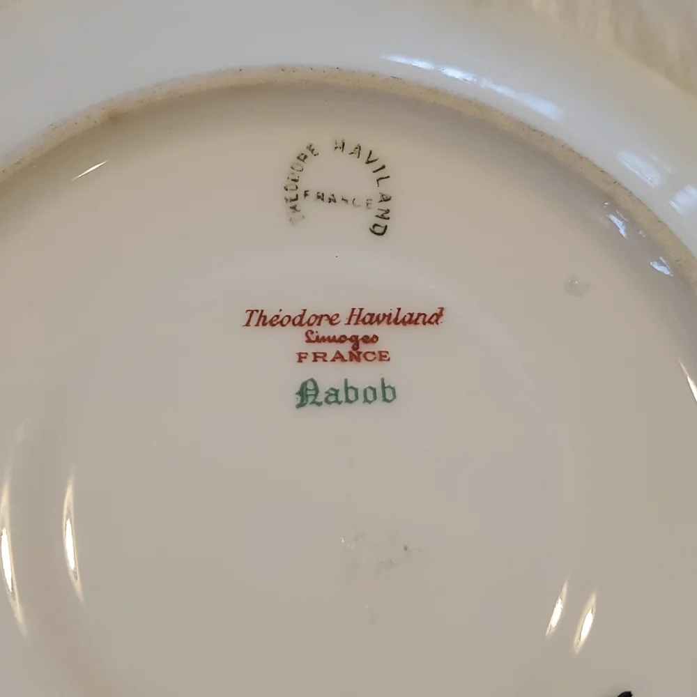 Vintage Theodore Haviland Limoges France Porcelain Plate Floral Gold Trim